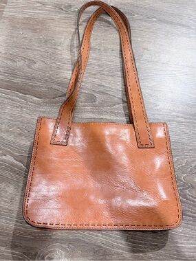 Vintage Fossil Brown Leather Whipstitch Tote Shoulder Bag